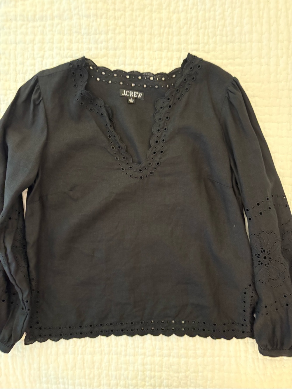 J. Crew linen eyelet tunic top size small!